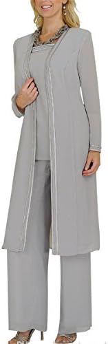 Fancygowns Plus Size Mother Of the Bride Dress With Pants Suits Jacket 18 Silver