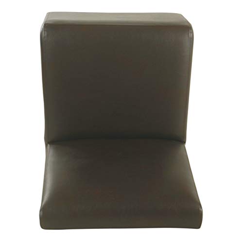 HomePop Youth Cushioned Armless Slipper Chair, Brown Faux Leather