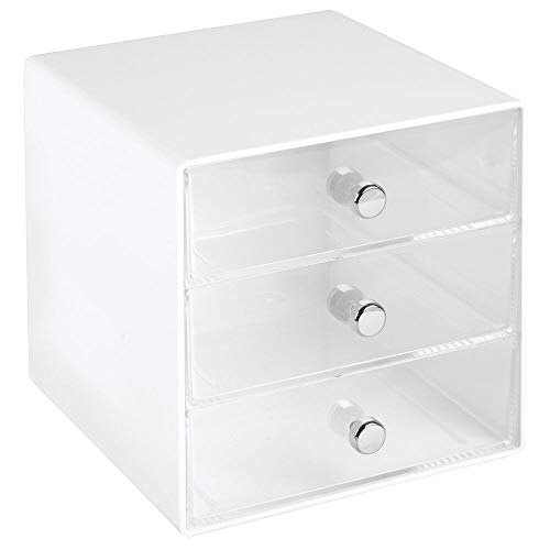 mDesign Plastic 3 Drawer Organizer for Makeup Storage Stackable