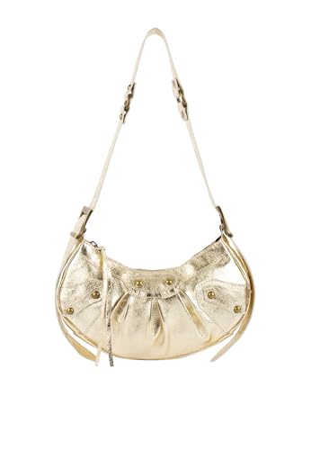 nascita Women's Schultertasche aus Metallic-Leder, Gold