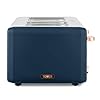 Tower T20051MNB Cavaletto 4-Slice Toaster with Defrost/Reheat, Stainless Steel, 1800 W, Midnight Blue and Rose Gold