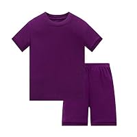 Huata Girls Boys Pajamas Sleepwears 2 Piece 100% Cotton (Purple, 10 Years)