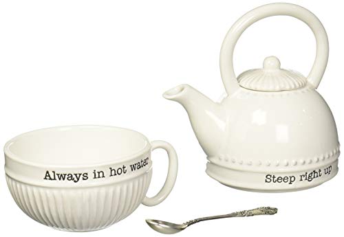 Amazon.com | Mud Pie 4301011 Mini Teapot Set, One Size, White: Teapots