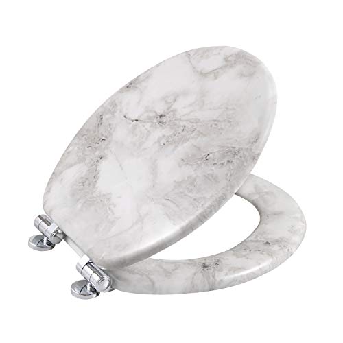 Angel Shield Marble Toilet Seat Durable Molded Wood with Quiet Close