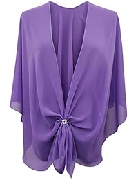 eXcaped Womens Shawl Wrap Sheer Chiffon Cape and Silver Scarf Ring Set -Lavender