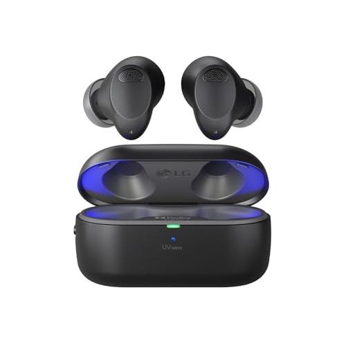 LG Tone Free T90S In-Ear Bluetooth Kopfhörer mit Dolby Atmos-Sound, Meridian-Technologie, ANC (Active Noise Cancellation), UVnano & IPX4-Spritzwasserschutz - Schwarz