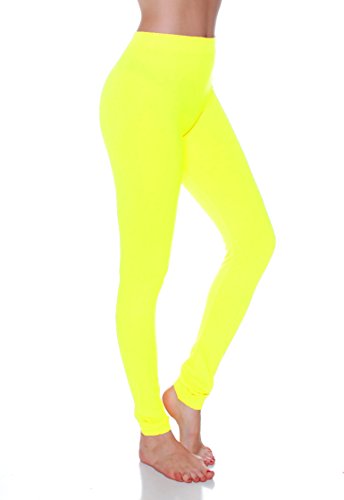 Sofra Women's Full Ankle Length Seamless Leggings (Ankle Length, Neon Yellow)