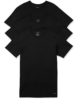 Calvin Klein 3 Pack Crew Neck T-Shirts Black 100% Cotton Classic Fit Undershirt MEDIUM (38-40)