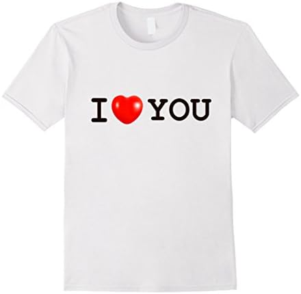 Men's Simple and Sexy "I Love You" T-shirt with Red Heart Large White