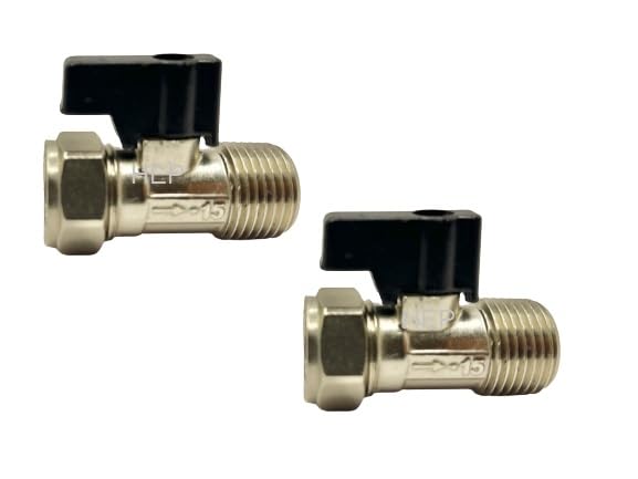 hep® 15mm x 1/2" Male Flat Faced with Lever Matt Chrome Service Isolationg Valve Suitable for Flexi Hose Pipes to Toilet, Basin, Kitchen Pack of 2