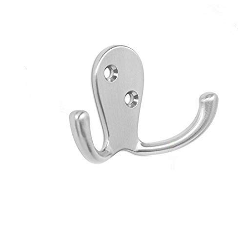 JOMA-E Shop 5PCS Double Prong Robe Hook Retro Cloth Hanger with 10 Pieces Screws (Silver)