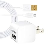 Hama MicroCube 12Watt/2.4 Amp USB Charger for Home and Travel + 6ft Micro USB Charge/Sync Cable, Bright White
