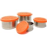 No-Plastic, Non-Toxic Lunch Snack Food Stainless Steel Storage Containers with Silicone Lids, Set of 4 by Little Honu