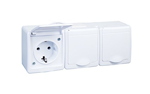 PAWBOL 3-Fach Aufputzsteckdose IP44 16A/250V Schuko Aufputz Feuchtraum Steckdose WE – Bild 3