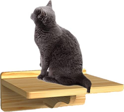 SBY Wall Mounted Cat Shelf,Wooden Cat Perch Platform Steps Climbing Board Air Pet Play Furniture (M)…