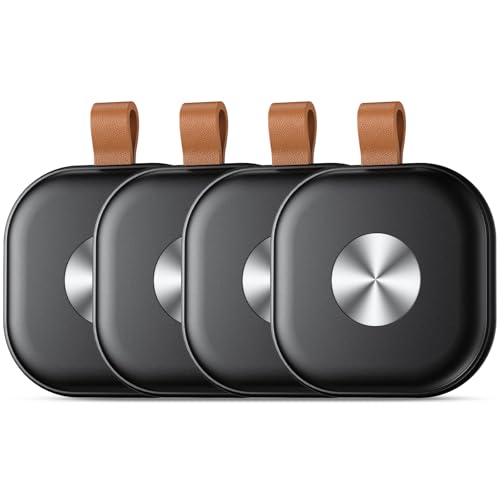 Smart Tracker Tag 4 Pack, Air Localizador Llaves Tag Bluetooth Funciona con Apple Buscar(Sólo iOS), Buscador de Llaves, Billetera y Equipaje, Batería Reemplazable (Negro)