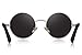 MERRY'S Gothic Steampunk Sunglasses for Women Men Round Lens Metal Frame S567(Silver&Black, 46)