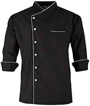 Aurum Creations Cross Neck Black Chef Coat White Contrast (X-Large(42))