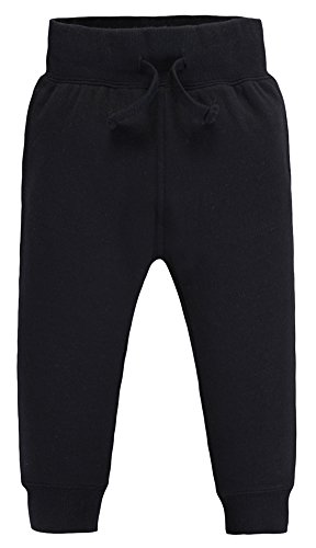 Mrignt Toddler's Winter Fleece Knit Casual Pants(Black,5 Years)