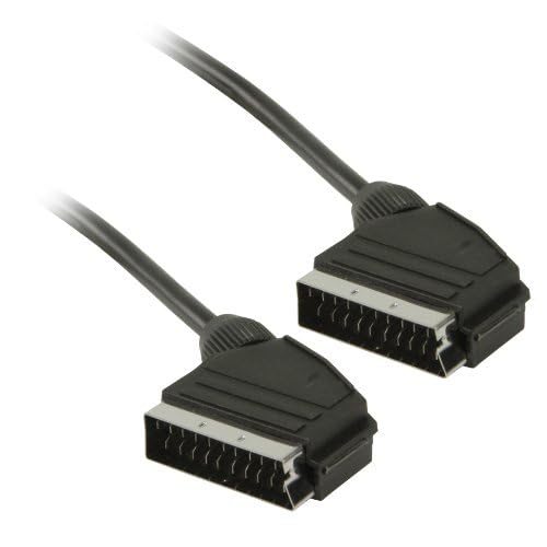 Septal SCART to SCART Lead Male to Male, 1.5m Black AV Freeview to TV Cable/Lead/Wire All 21 Pins Plug and Play Scart