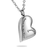 Rainbowie Stainless Steel Lettering Forever in My Heart Grandma Heart Shaped Teardrops Keepsake Memorial Urn Necklace