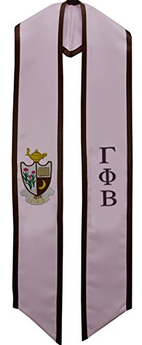 Gamma Phi Beta Sorority Black & Pink Graduation Deluxe Embroidered Stole [Made in the USA] - 100% Polyester Unisex Graduation Sash and Stole | 72” Long