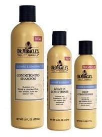 Dr. Miracles Cleanse & Condition Trio Set (Conditioning Shampoo, Deep Conditioner, Leave in Conditioner) Plus 1 Free of EYE Pencil
