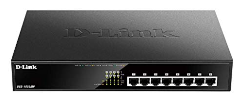 D-Link DGS-1008MP 8-Port Desktop Gigabit Switch (8 x 10/100/1000 BASE-T Ports, unterstützt PoE+)