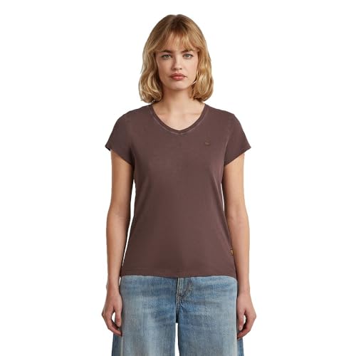 G-STAR Femme Top Overdyed Eyben Slim V-Neck 2.0, Beige (chocolate plum gd D24533-B059-H312), XS