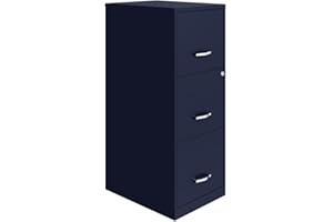 Space Solutions Hirsh 18" Deep 3 High-Side Drawers Modern Metal Vertical File Cabinet/Lateral File Cabinet for Small Office or Home Office, with Cam Lock, Letter-Size Hanging File Folders in Navy
