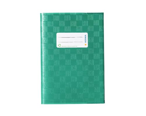HERMA Exercise Book Cover A5, with Inscription Label, Made of wipeable and Sturdy Plastic, Slip on Cover Jackets for School, Green