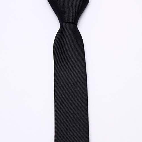 Mumusung Men's Solid Color Slim Skinny Tie 2" Necktieï¼ˆblack tieï¼‰