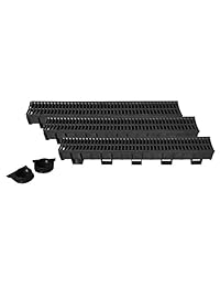 Trench Drain Black Polymer 3 x 3.33 ft (10ft) Pack con 1 final Cap & adaptador
