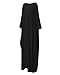 Celmia Women's 3/4 Sleeve Round Neck Solid Loose Long Maxi Dress Cotton Gown with Side Pockets Black 2XL