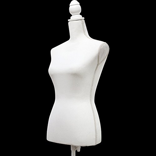 Female Mannequin Torso Body Dress Form with White Adjustable Tripod Stand for Clothing Dress Jewelry Display, White