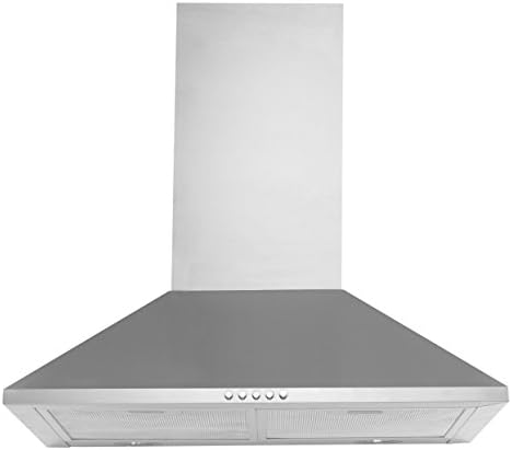 Oliver Smith Stove Hood 36" Inch - Pyramid Style Range Cooker Convertible Wall Mount - Stainless Steel Tempered Glass, Lights, Push Button Controls, Mesh Filter, 3 Speed Kitchen Appliance