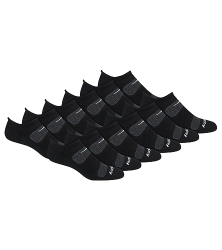 Saucony Lot de chaussettes en maille respirante pour homme, Noir (12 paires)., 8-12