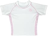 i play. Baby Short Sleeve Rashguard Shirt, White/Pink Stripe, 6 Months