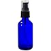 JUVITUS Cobalt Blue Glass Boston Round Treatment Black Pump Bottle - 2 oz (2 Pack)