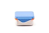 Kid Basix Safe Snacker Stainless Steel Lunchbox Container with Attached Lid, Blue, Small