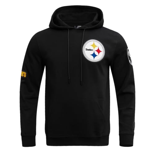 Pro Standard Mens NFL Pittsburgh Steelers Classic Chenille Pull Over Hoodie Black M