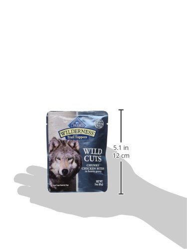 BLUE BUFFALO WILDERNESS TRAIL TOPPERS WILD CUTS NATURAL HIGH-PROTEIN DOG WET FOOD, CHICKEN BITES IN HEARTY GRAVY, 3-OZ POUCH, 24 COUNT