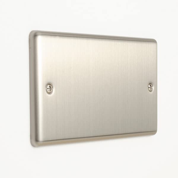 Enhance Decorative 2 Gang Blank Plate Satin Stainless Finish