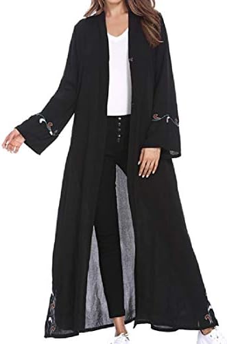 Whitive Women Long Maxi Open Front Embroidered Muslim Abaya Poncho