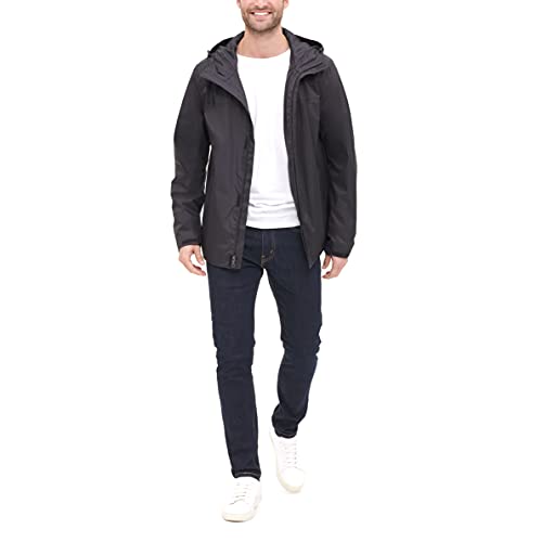 Tommy Hilfiger Men's Waterproof Breathable Hooded Jacket, Black, Medium