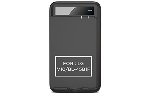 PowerBear LG V10 Battery Charger (Battery Not Included) Intelligent External Battery Charger Cradle for LG V10 Batteries with Built-in USB Port and Foldable Plug - Black [24 Month Warranty]