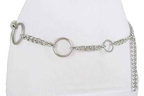 TFJ Women Silver Metal Chain Skinny Fashion Belt Hip High Waist Ring Charms Plus XL XXL