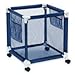 25 Gallon Small Blue Pool Storage Bin Blue – Compact Waterproof Mesh Organizer for Towels, Toys, Floats – Poolside Storage with Locking Wheels and Hooks - Rolling Net Basket for Patio, Yard