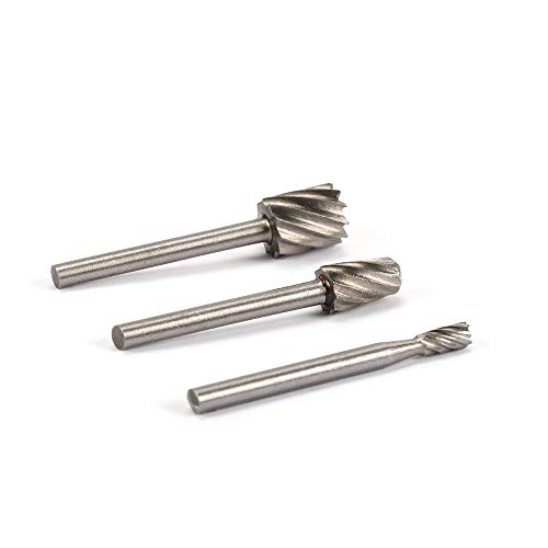 6Pcs HSS Flute Straight End Mill Cutter Set Single Cut Burr Bits Rotary Files for Woodworking Electric Tool