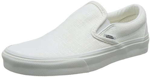 Vans Classic Slip On Hemp Linen Blanc de Blanc Sneakers (6 Mens/7.5 Womens, Blanc de blanc)